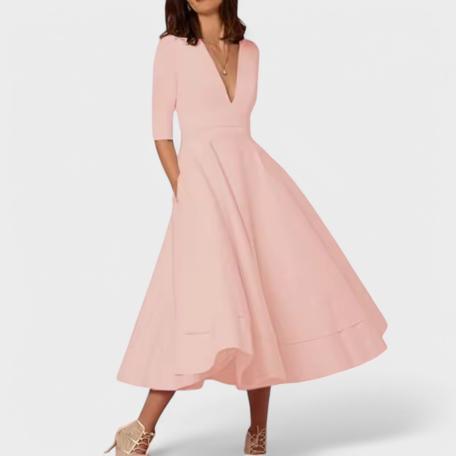 Helena - Elegantne kleit V-kujulise dekolteega