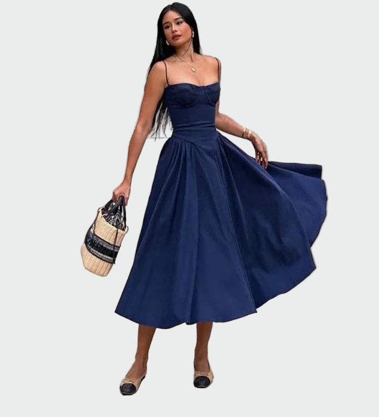 Satino Maxi Kleid Plankade Rihmadega