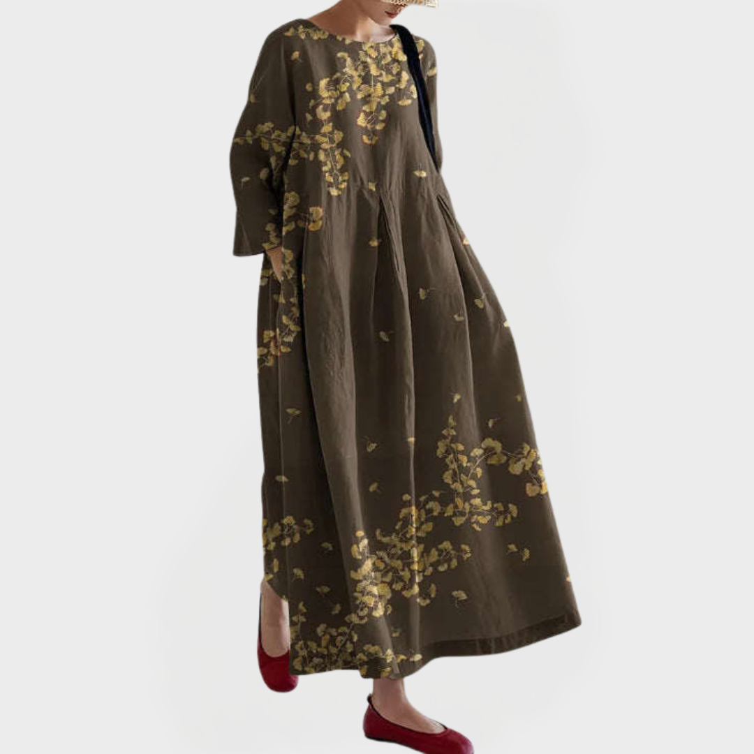 Elegantne Maxi Kleid Lina ja Tikitud Lilleline Nöör