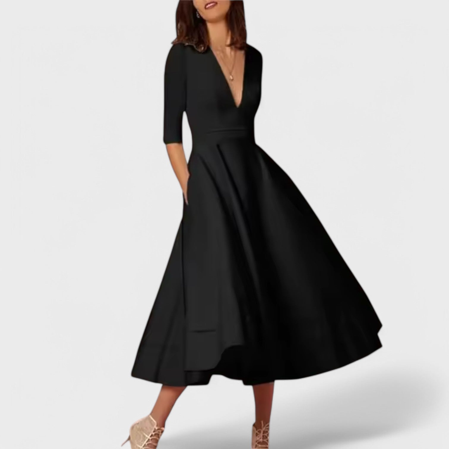 Helena - Elegantne kleit V-kujulise dekolteega