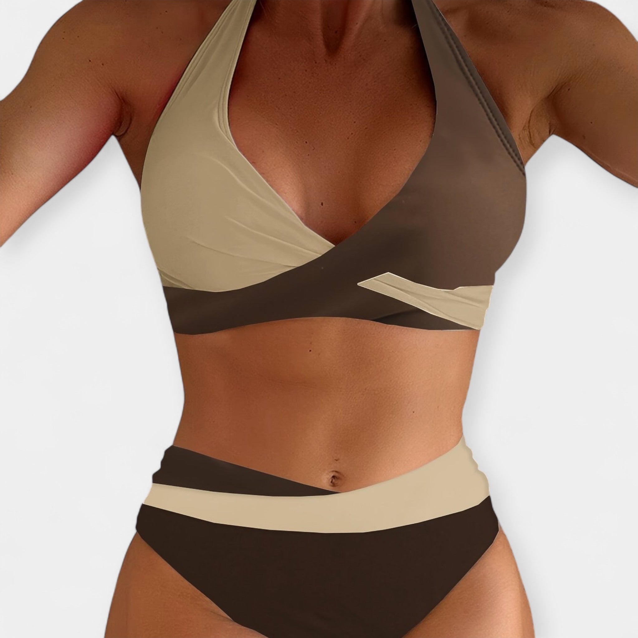 Bikini ristkülikukaelaga