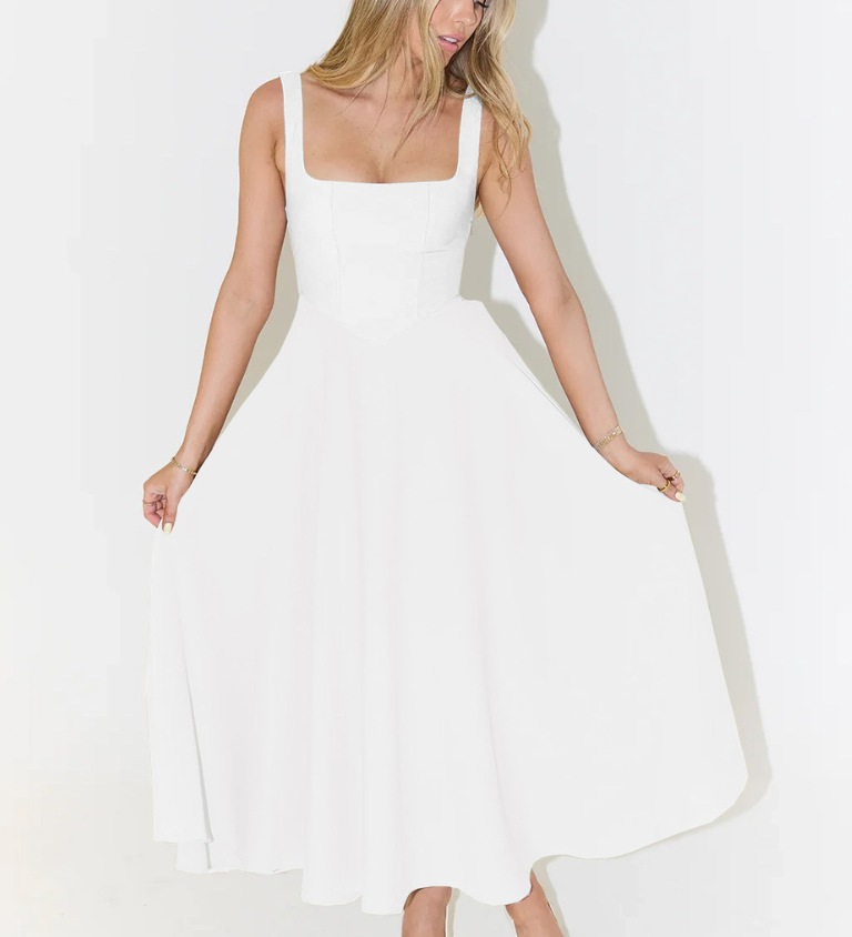 Elegantne Midi Kleit Romantilise Siluetiga