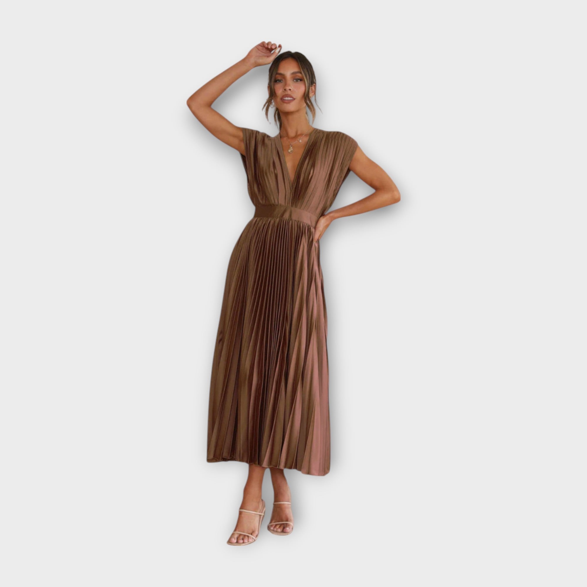 Midi Plisseeritud Kleit Romantilise Elegantsiga