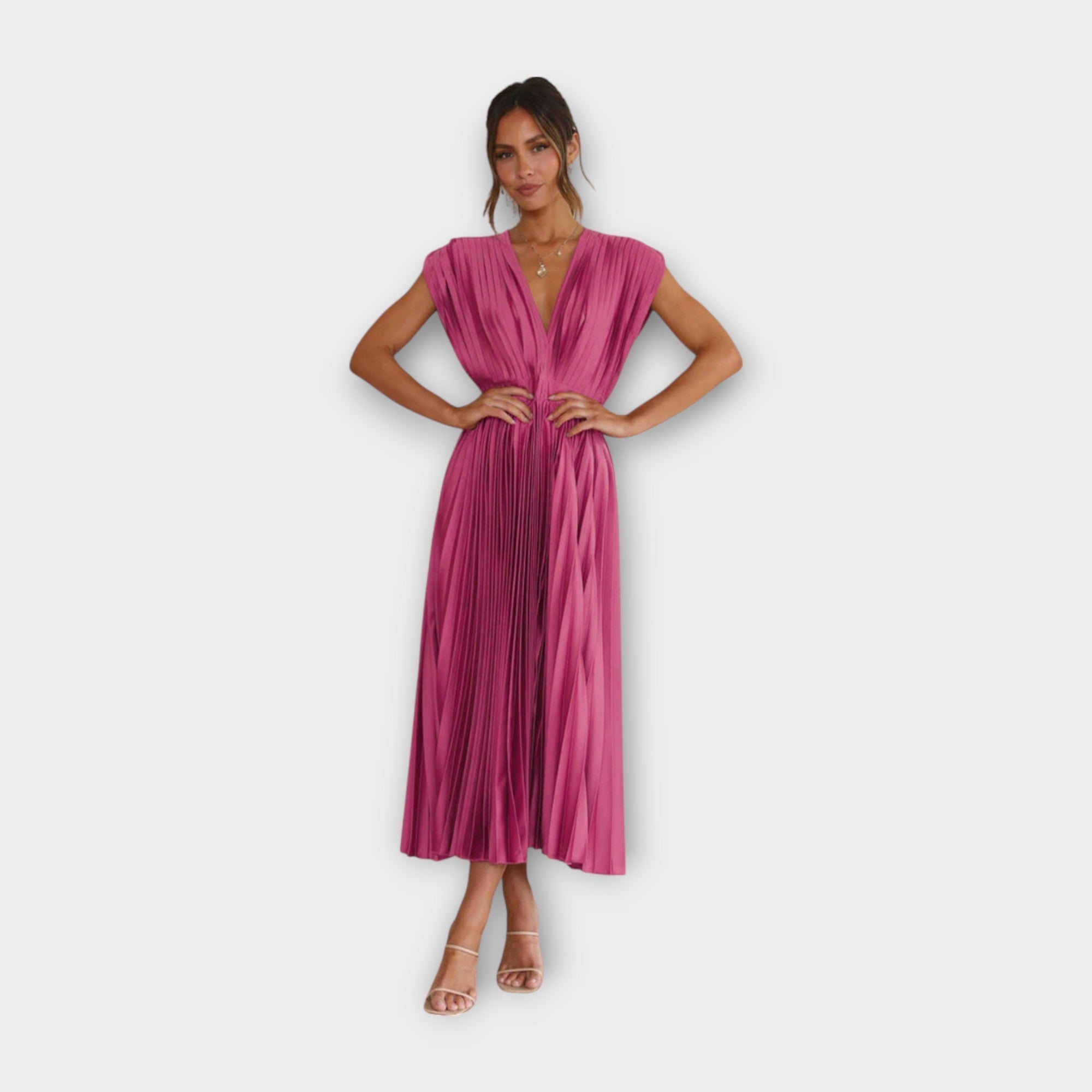 Midi Plisseeritud Kleit Romantilise Elegantsiga