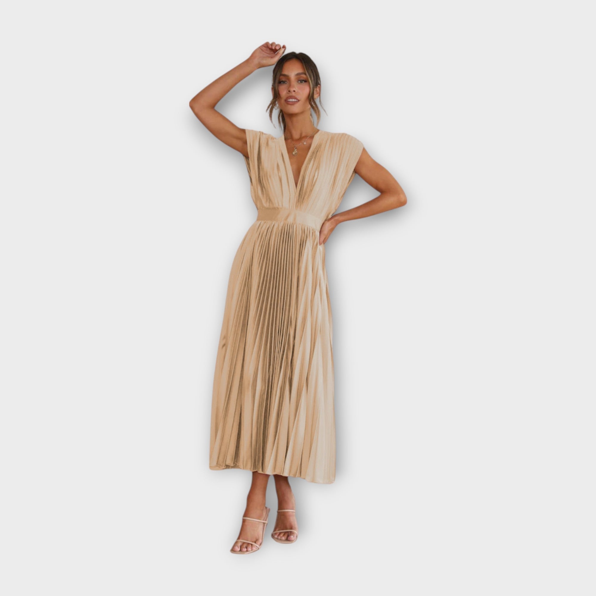 Midi Plisseeritud Kleit Romantilise Elegantsiga