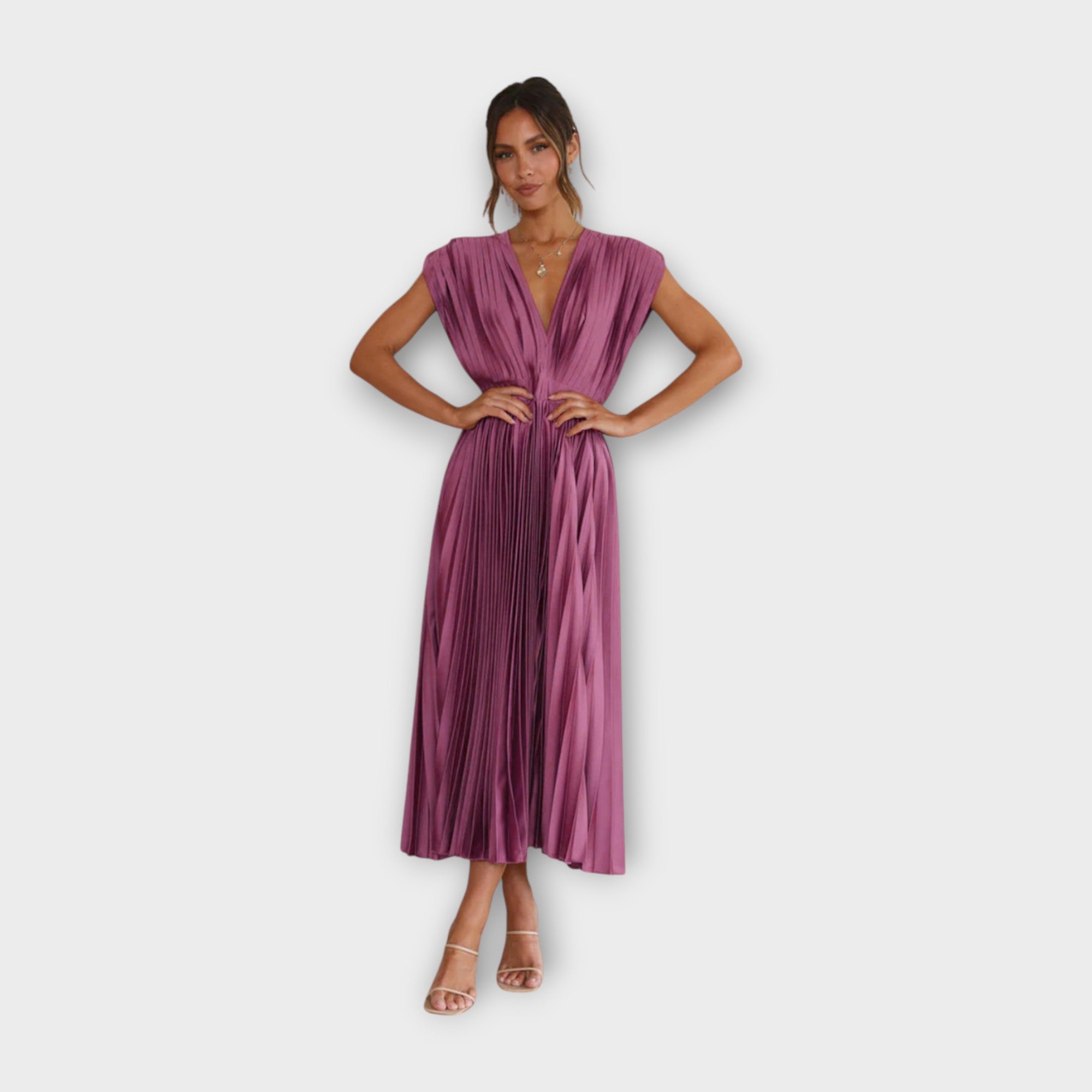 Midi Plisseeritud Kleit Romantilise Elegantsiga