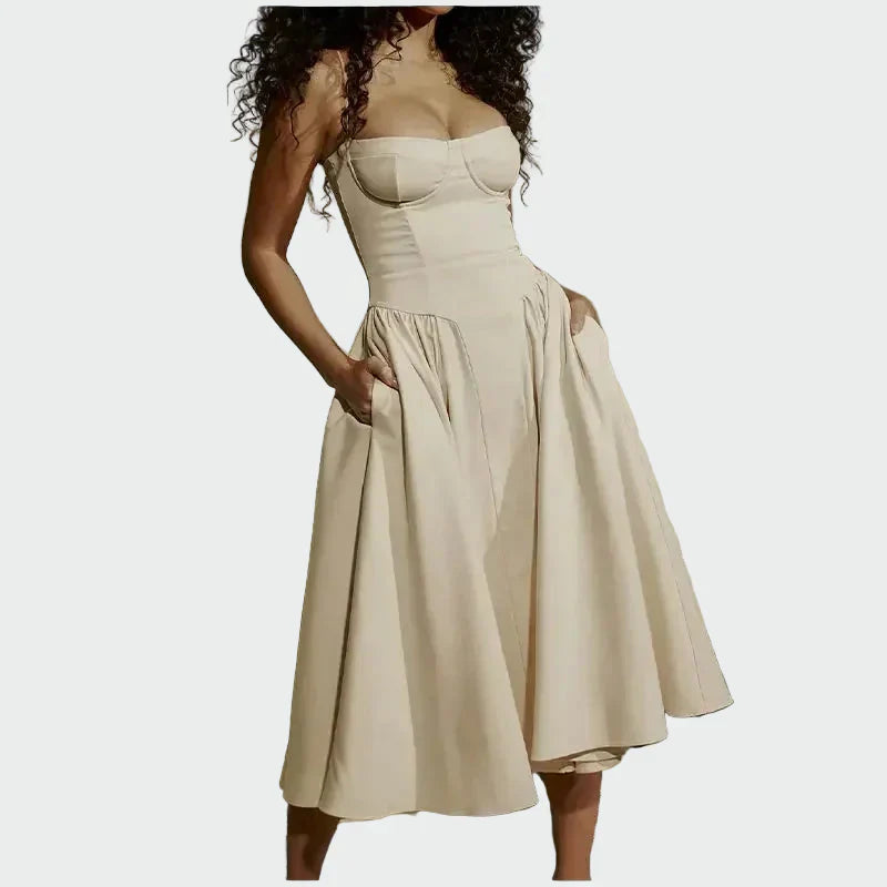 Satino Maxi Kleid Plankade Rihmadega