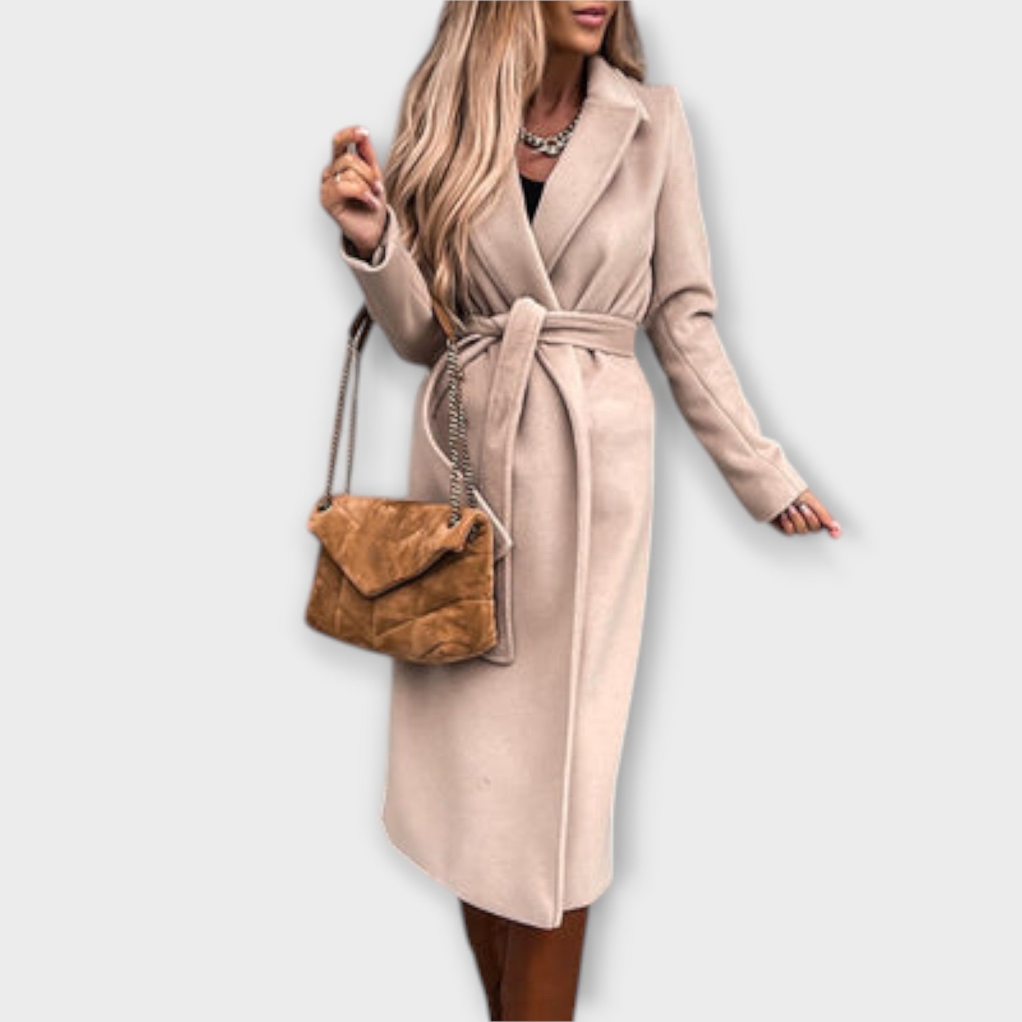 Eliza - Elegantne Pikk Mantel Vööga
