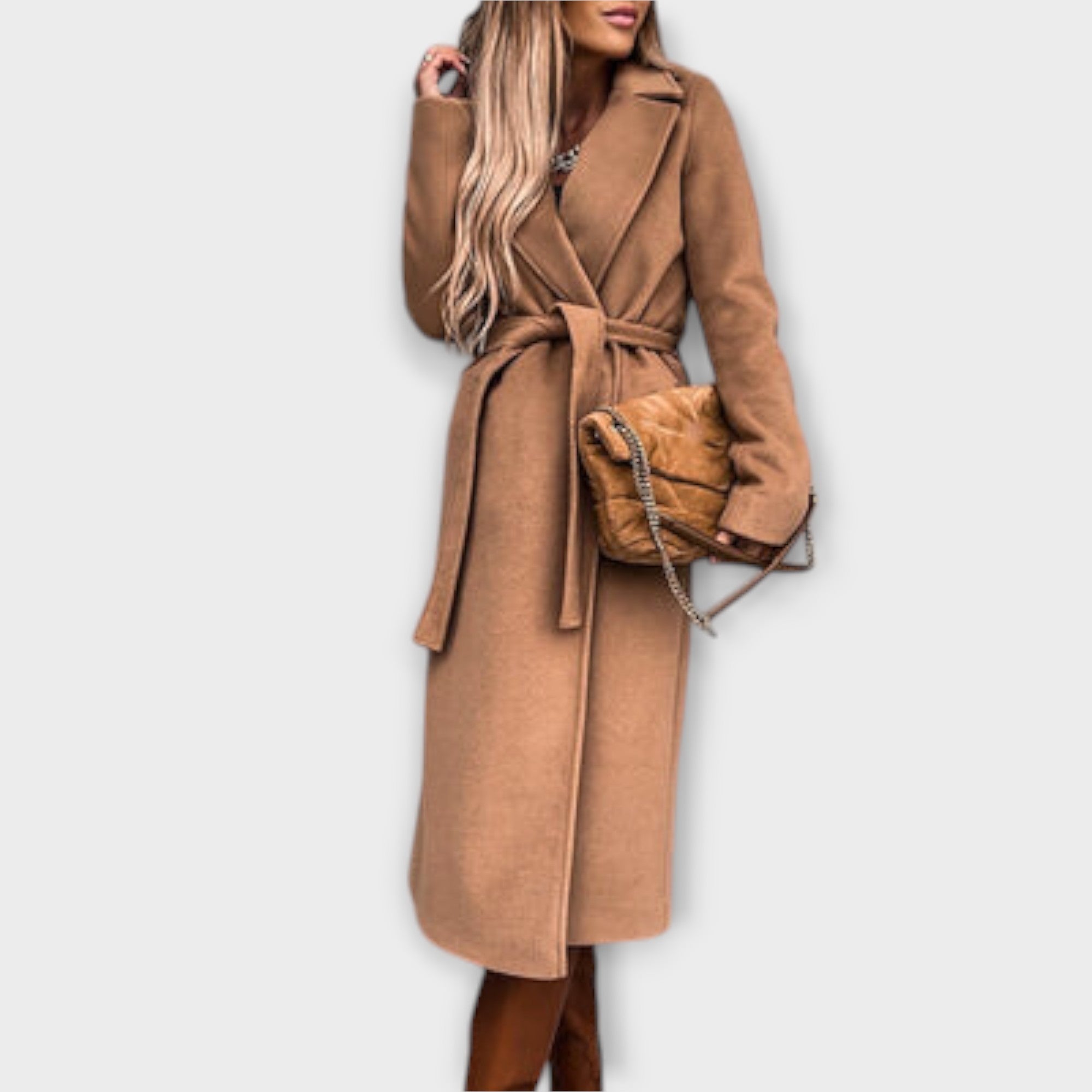 Eliza - Elegantne Pikk Mantel Vööga
