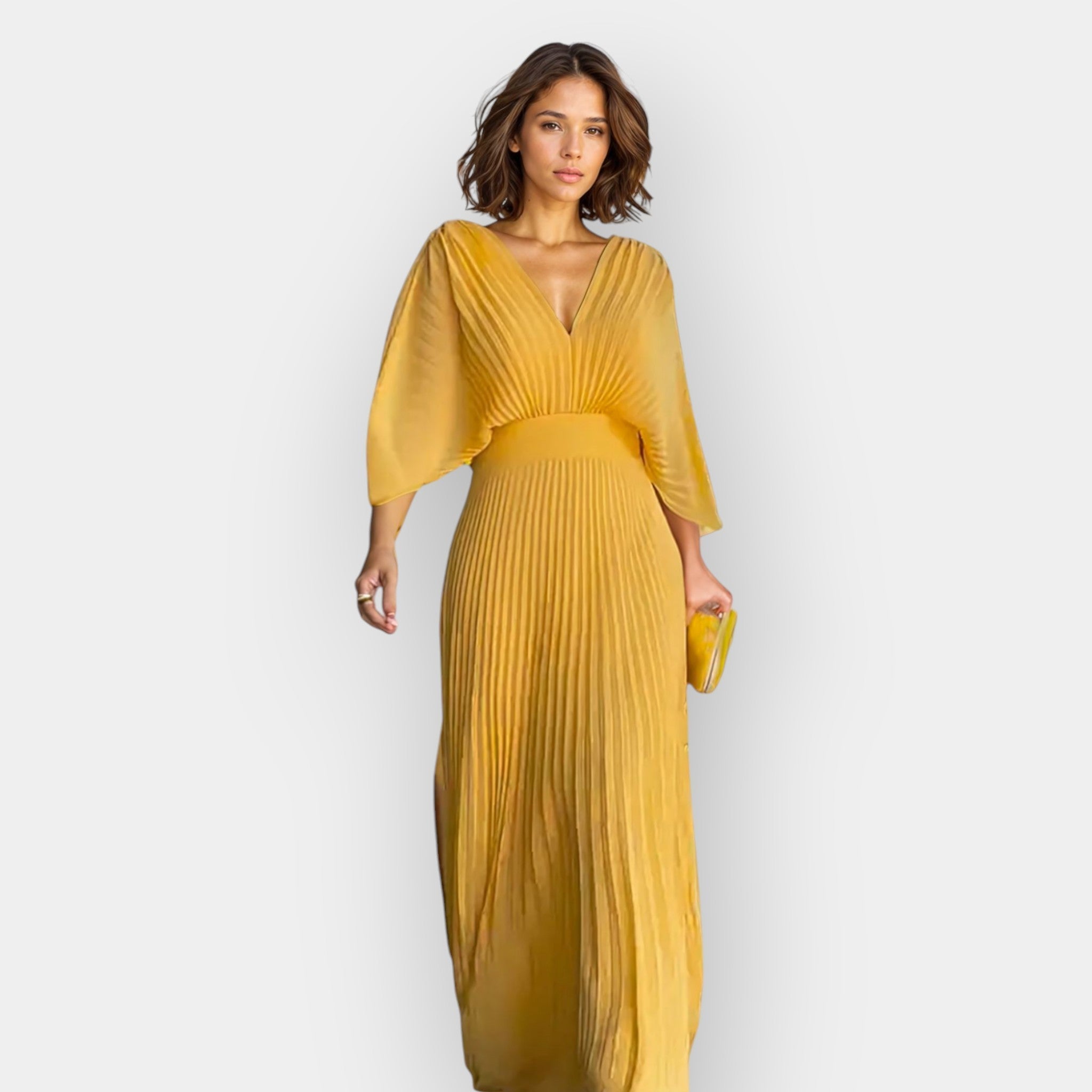 Stiilne Plisseeritud Kleit Elegantselt Joonega