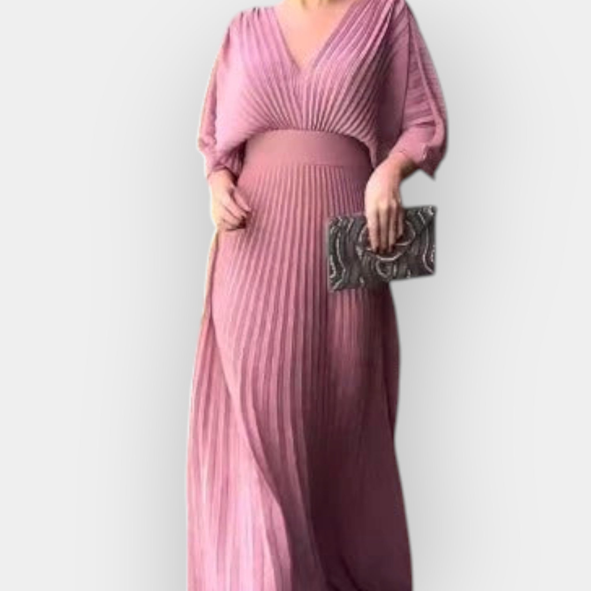 Stiilne Plisseeritud Kleit Elegantselt Joonega