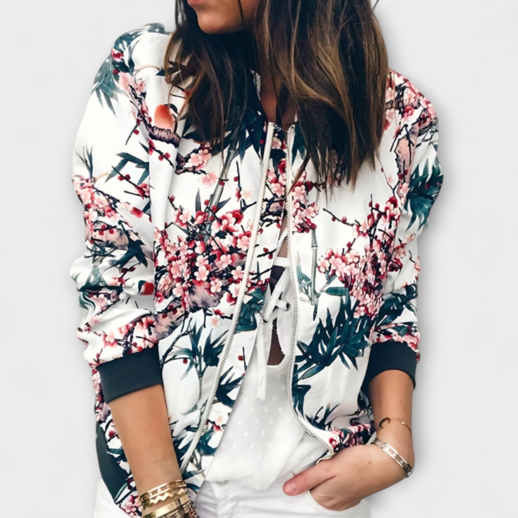Kaelin - Stiilne Bomber Jakk Lilledega
