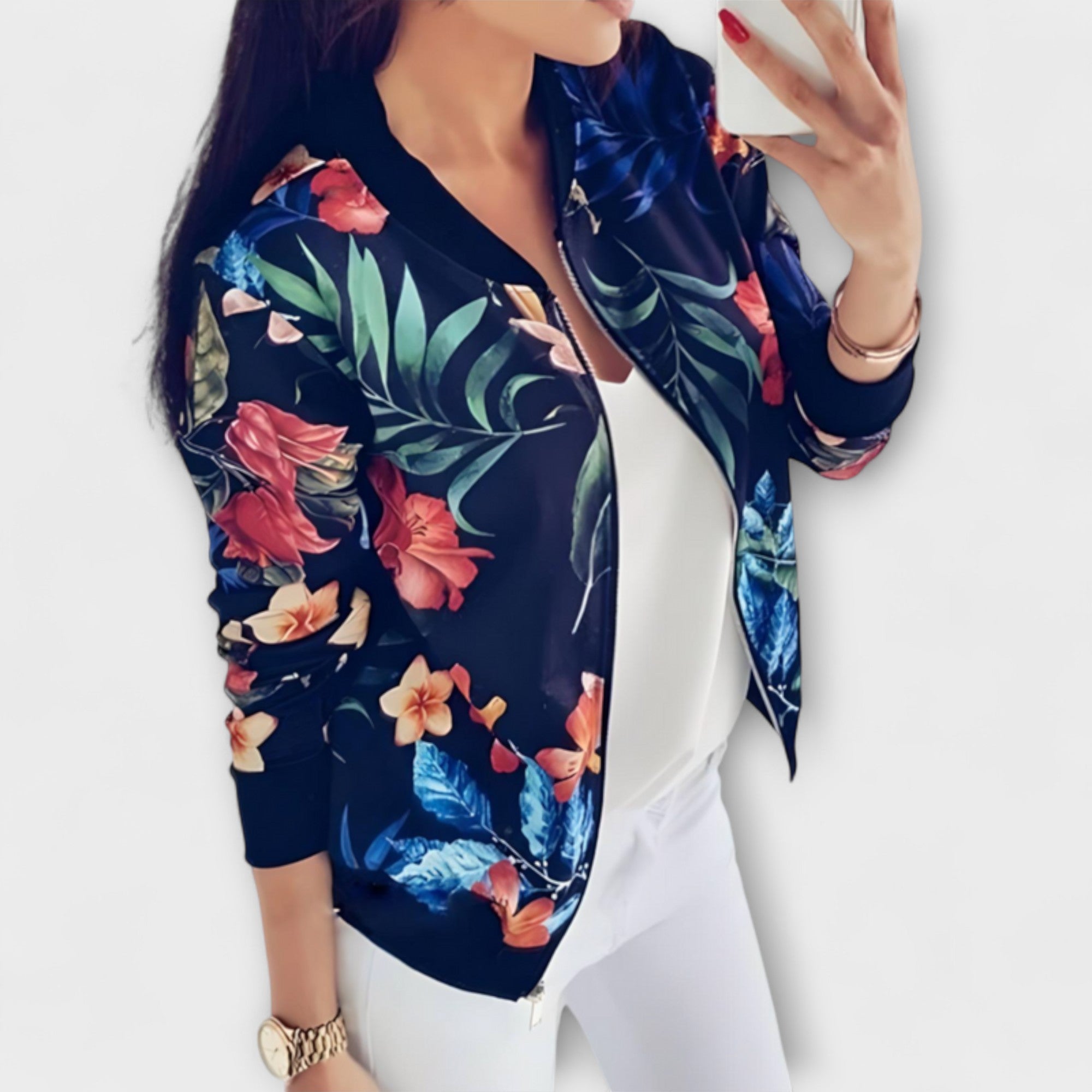 Kaelin - Stiilne Bomber Jakk Lilledega