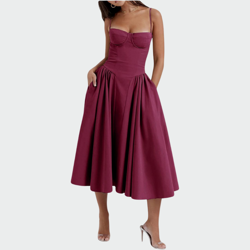 Satino Maxi Kleid Plankade Rihmadega