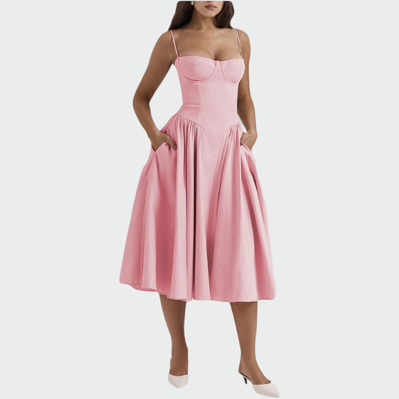 Satino Maxi Kleid Plankade Rihmadega